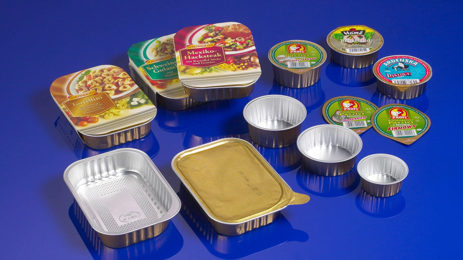 Sealed aluminium-laminate food packs; material and format example