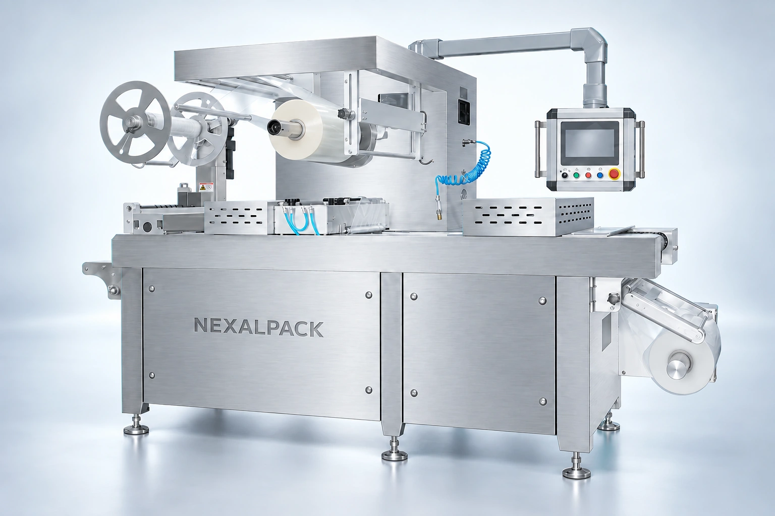 Studio render of NEX-320A(Q) thermoformer: three-quarter view
