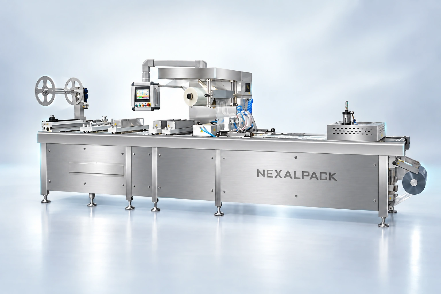 Studio render of NEX-420T(Q) thermoformer: three-quarter view